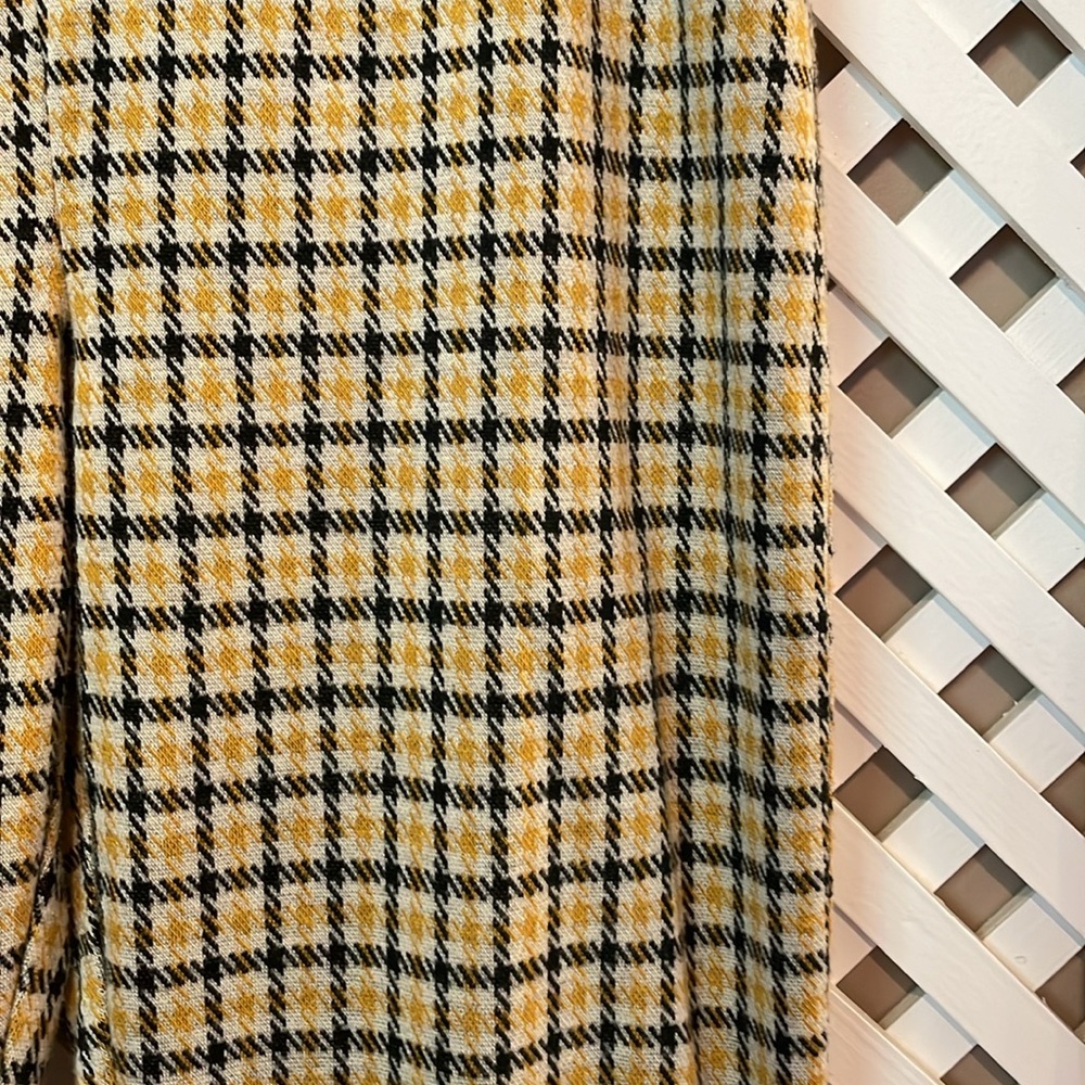 Urban outfitters cara high waist knit houndstooth slip-on pants yellow medium - Picture 3 of 7
